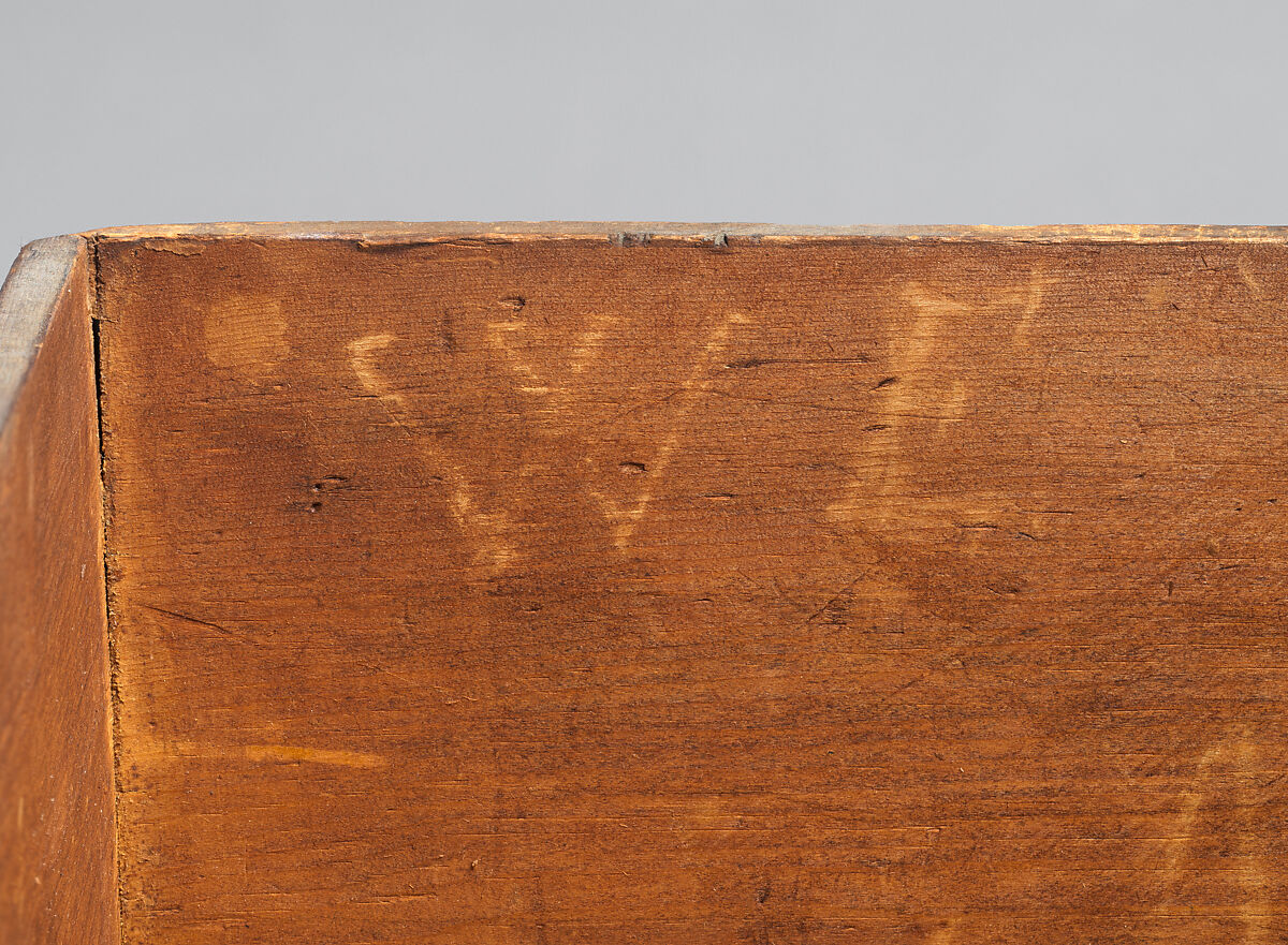 High chest of drawers, Japanned maple, japanned white pine, white pine, japanned birch; brass, American