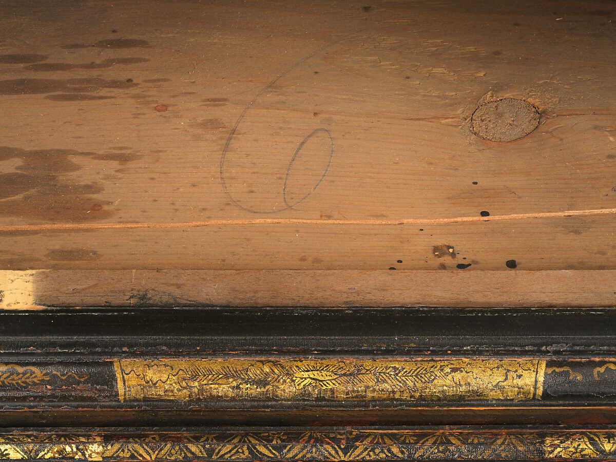 High chest of drawers, Japanned maple, japanned white pine, white pine, japanned birch; brass, American