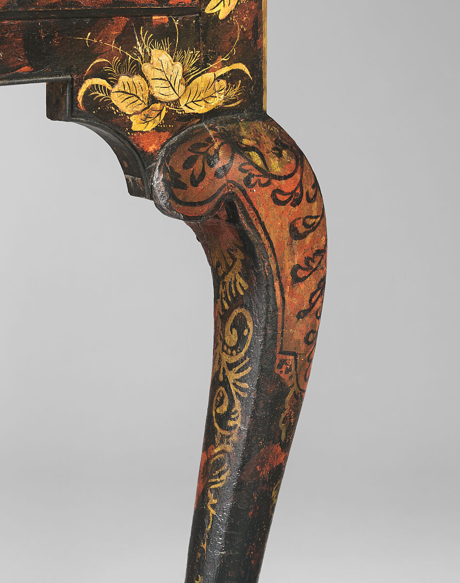 High chest of drawers, Japanned maple, japanned white pine, white pine, japanned birch; brass, American