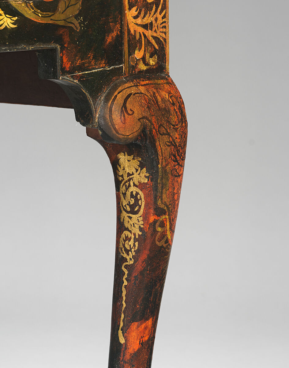 High chest of drawers, Japanned maple, japanned white pine, white pine, japanned birch; brass, American