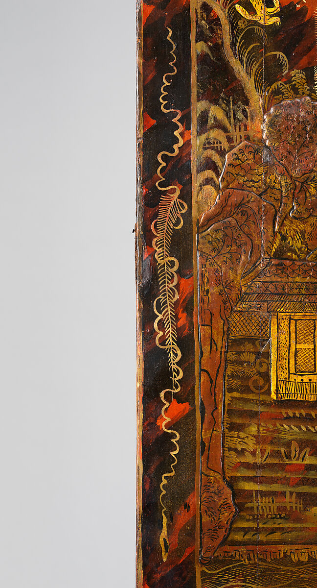 High chest of drawers, Japanned maple, japanned white pine, white pine, japanned birch; brass, American