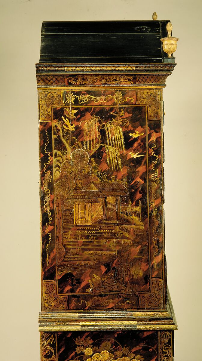 High chest of drawers, Japanned maple, japanned white pine, white pine, japanned birch; brass, American