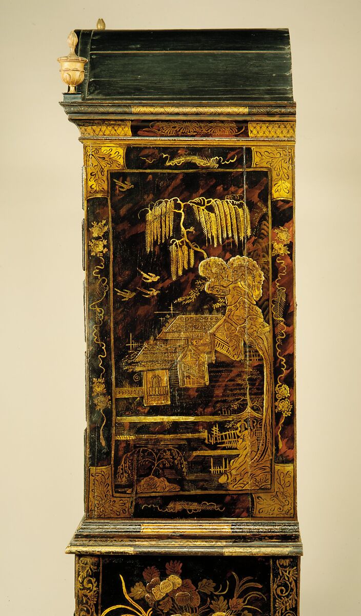 High chest of drawers, Japanned maple, japanned white pine, white pine, japanned birch; brass, American