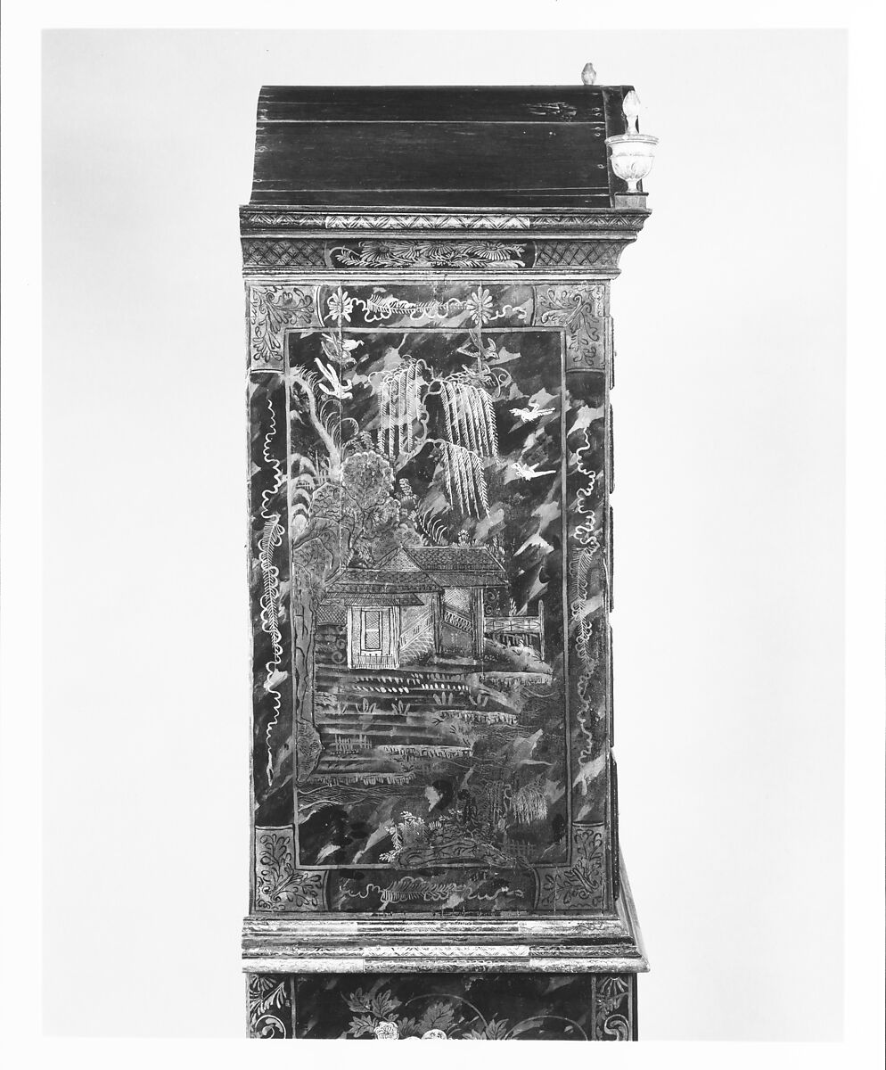 High chest of drawers, Japanned maple, japanned white pine, white pine, japanned birch; brass, American