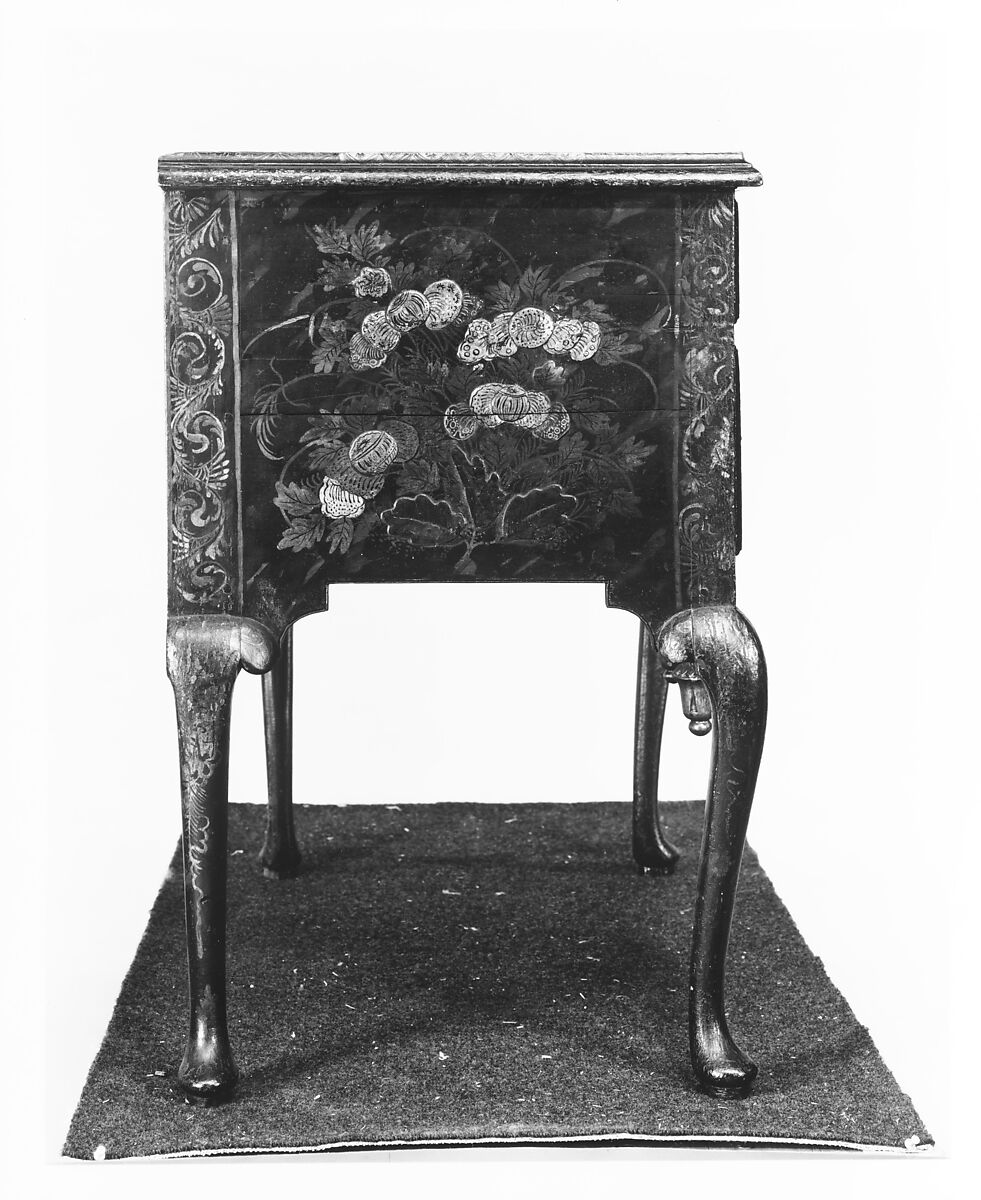 High chest of drawers, Japanned maple, japanned white pine, white pine, japanned birch; brass, American