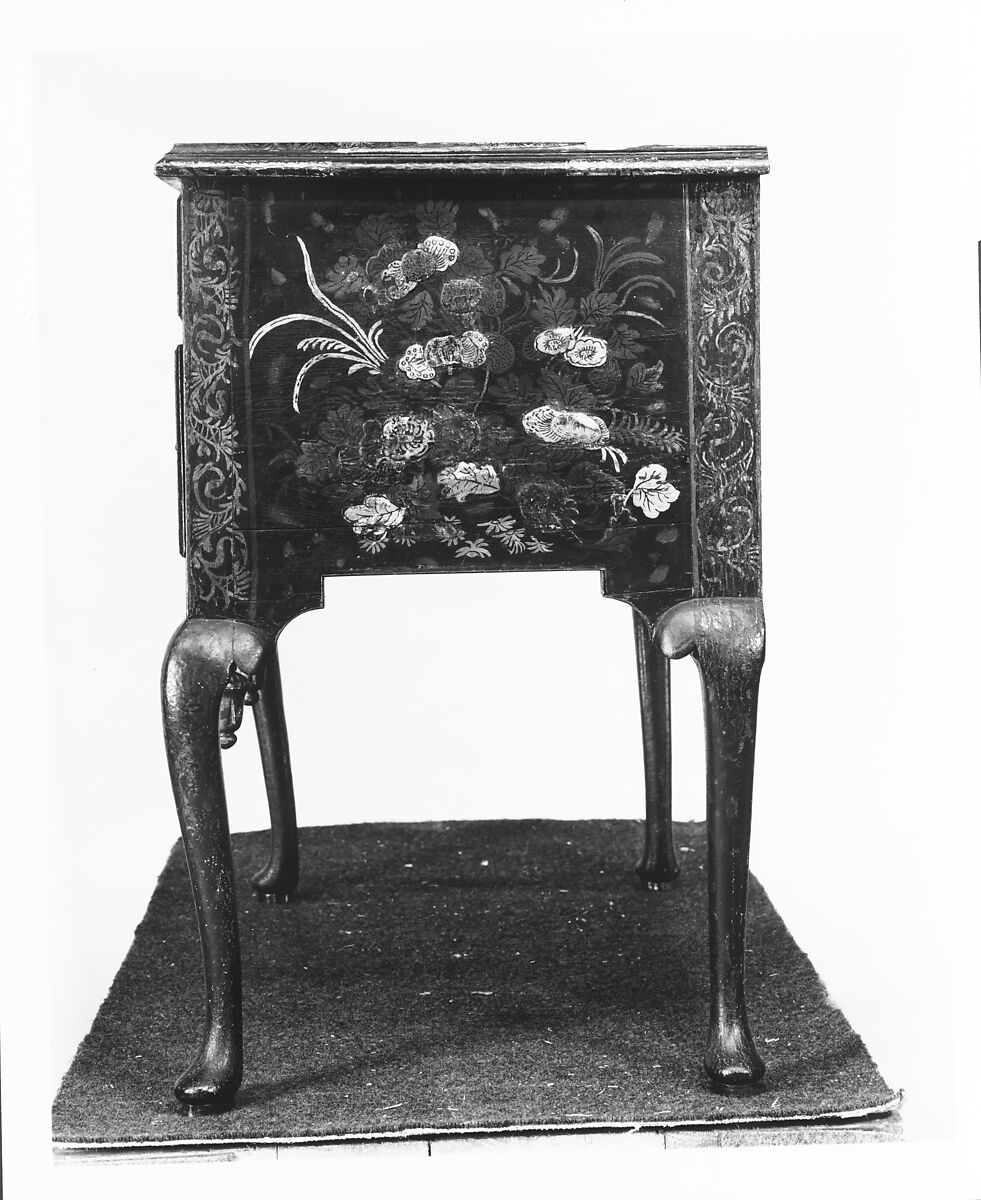 High chest of drawers, Japanned maple, japanned white pine, white pine, japanned birch; brass, American