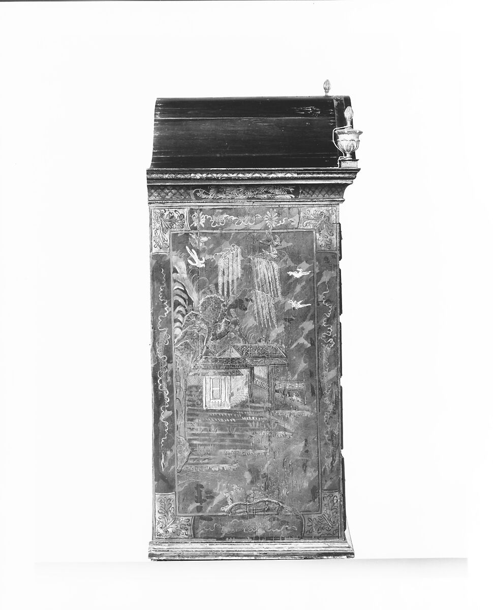 High chest of drawers, Japanned maple, japanned white pine, white pine, japanned birch; brass, American