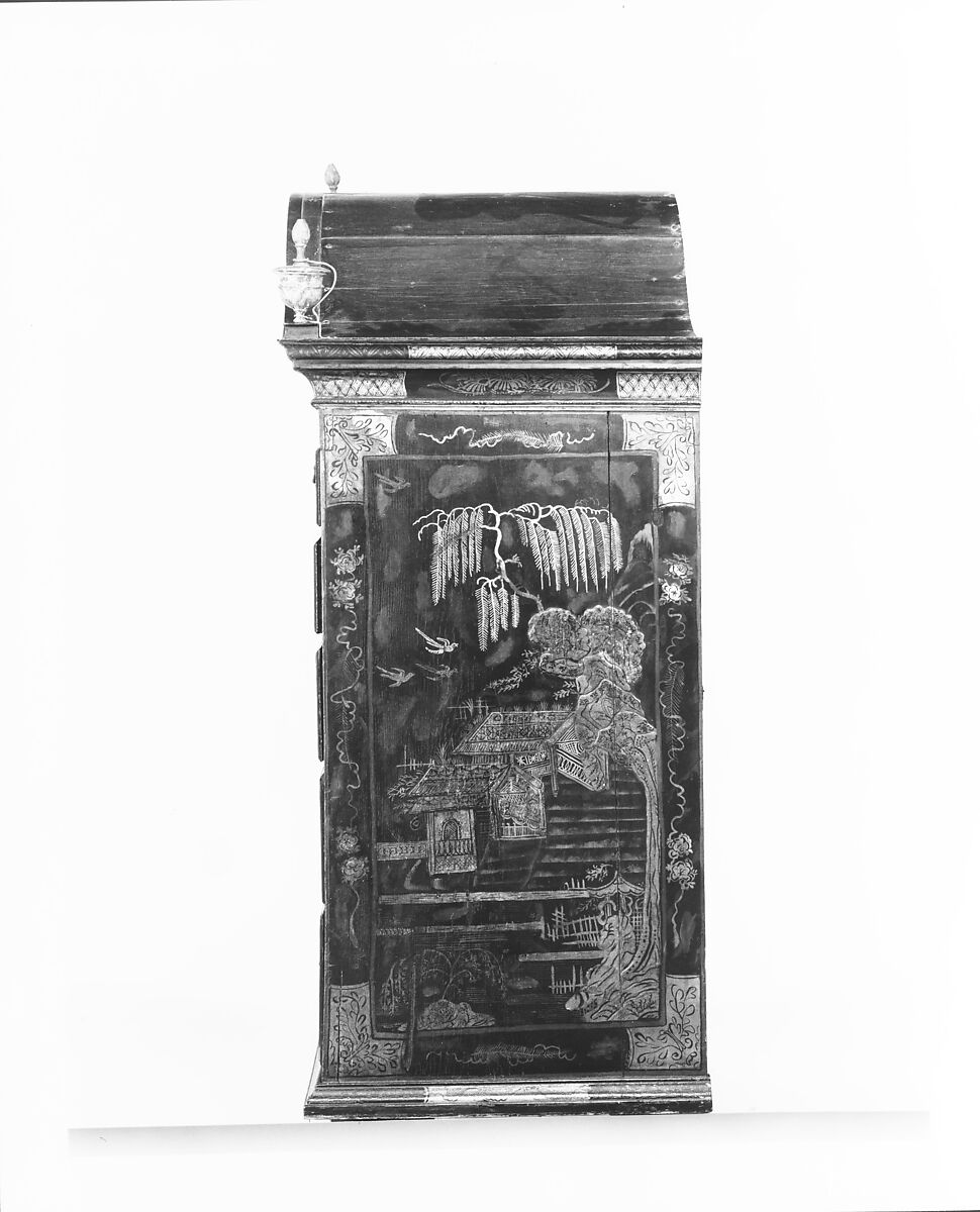 High chest of drawers, Japanned maple, japanned white pine, white pine, japanned birch; brass, American