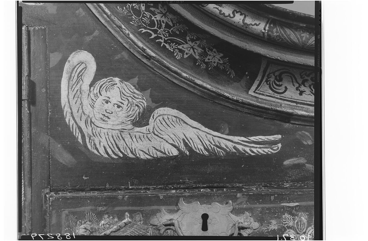 High chest of drawers, Japanned maple, japanned white pine, white pine, japanned birch; brass, American