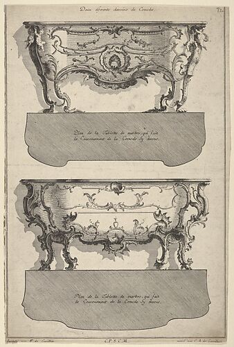 Designs for Two Commodes , from 'Livre de differents dessein de Comodes'