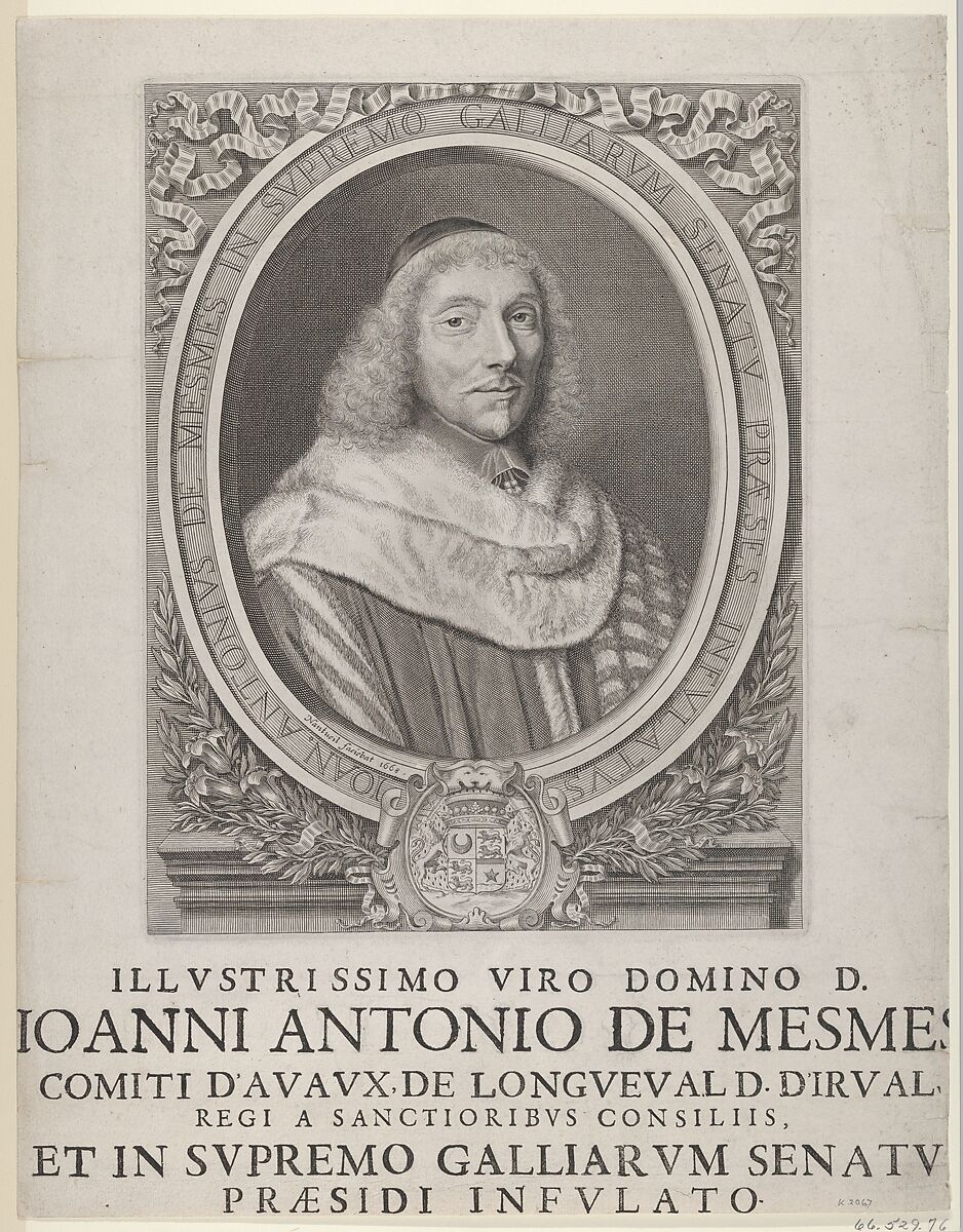 Jean-Antoine de Mesmes, Robert Nanteuil (French, Reims 1623–1678 Paris), Engraving; sixth state of seven (Petitjean & Wickert) 