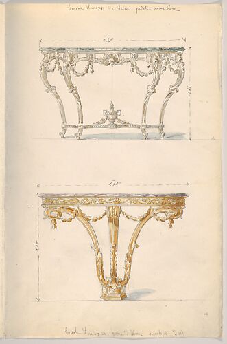Two Period-style Designs for a Console Table (Louis XVI)