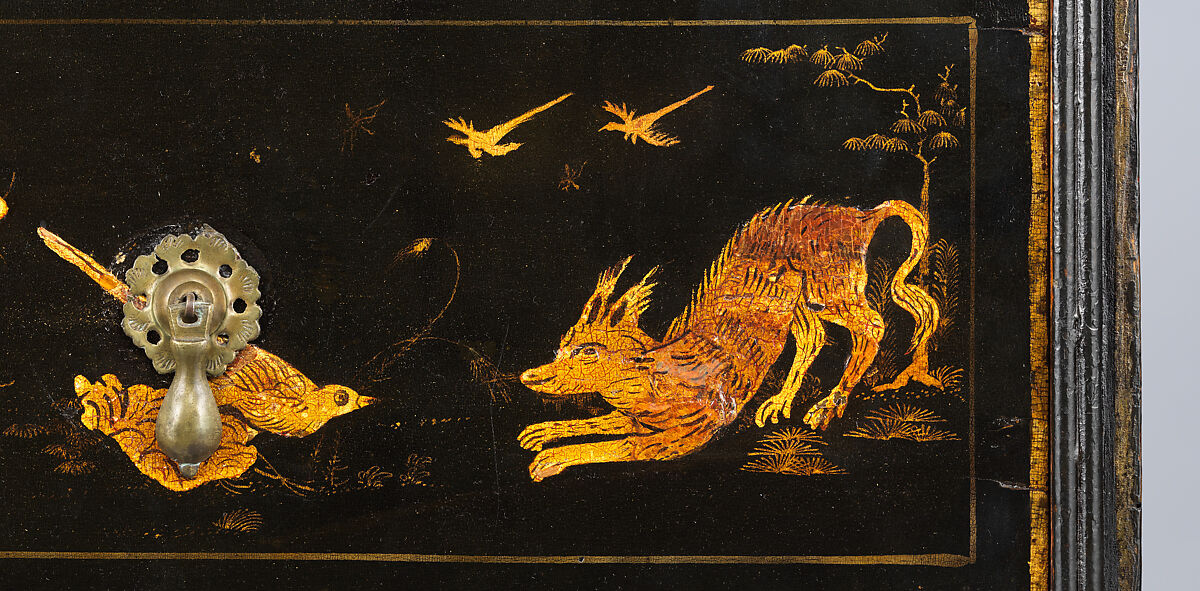 High chest of drawers, Japanned soft maple, poplar, white pine, American