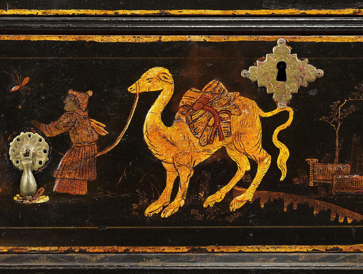 High chest of drawers, Japanned soft maple, poplar, white pine, American