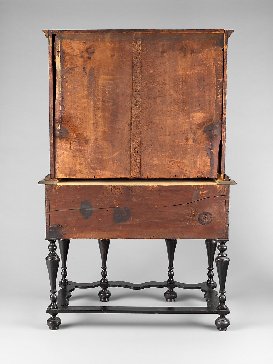 High chest of drawers, Japanned soft maple, poplar, white pine, American