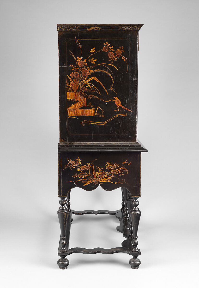 High chest of drawers, Japanned soft maple, poplar, white pine, American