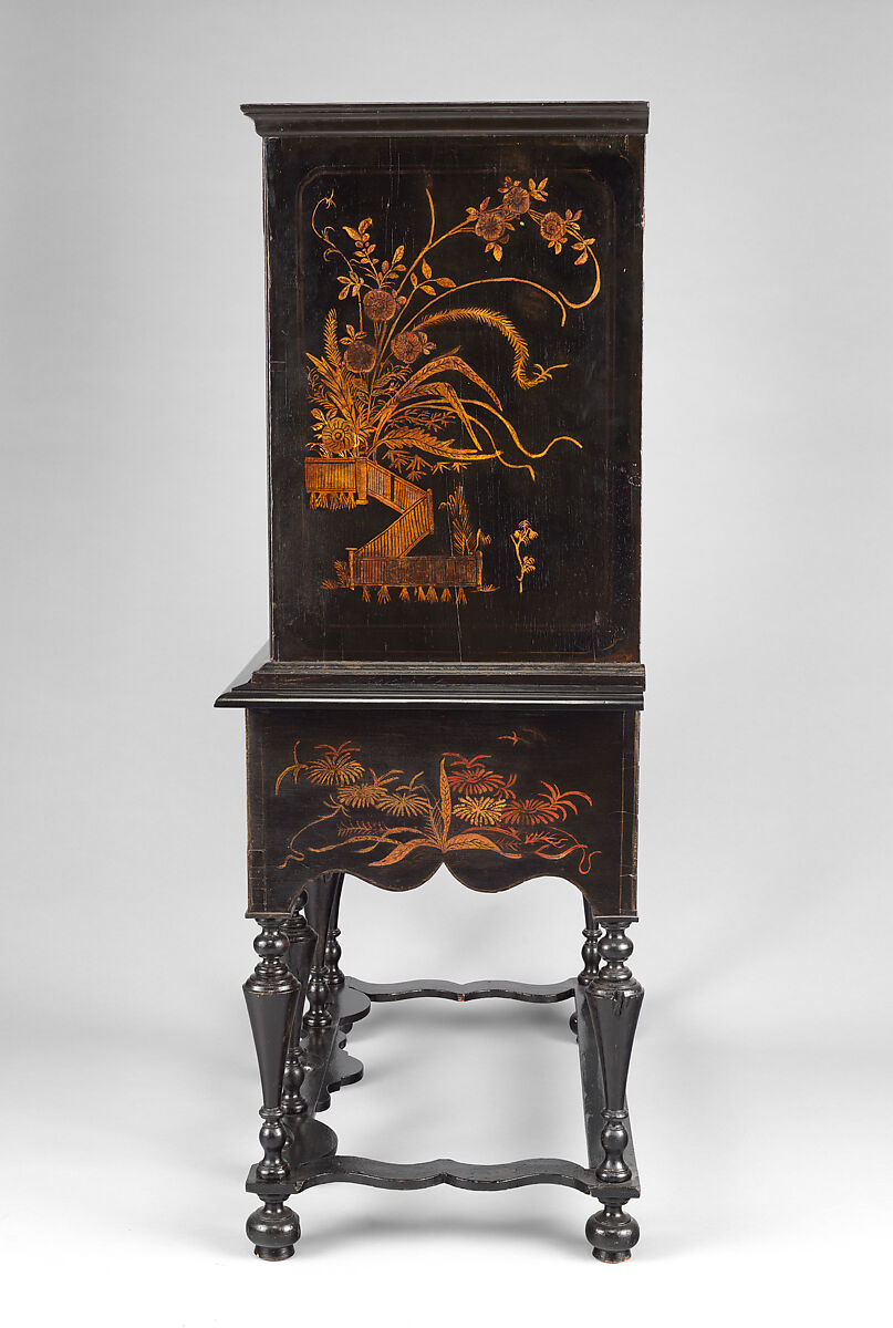 High chest of drawers, Japanned soft maple, poplar, white pine, American