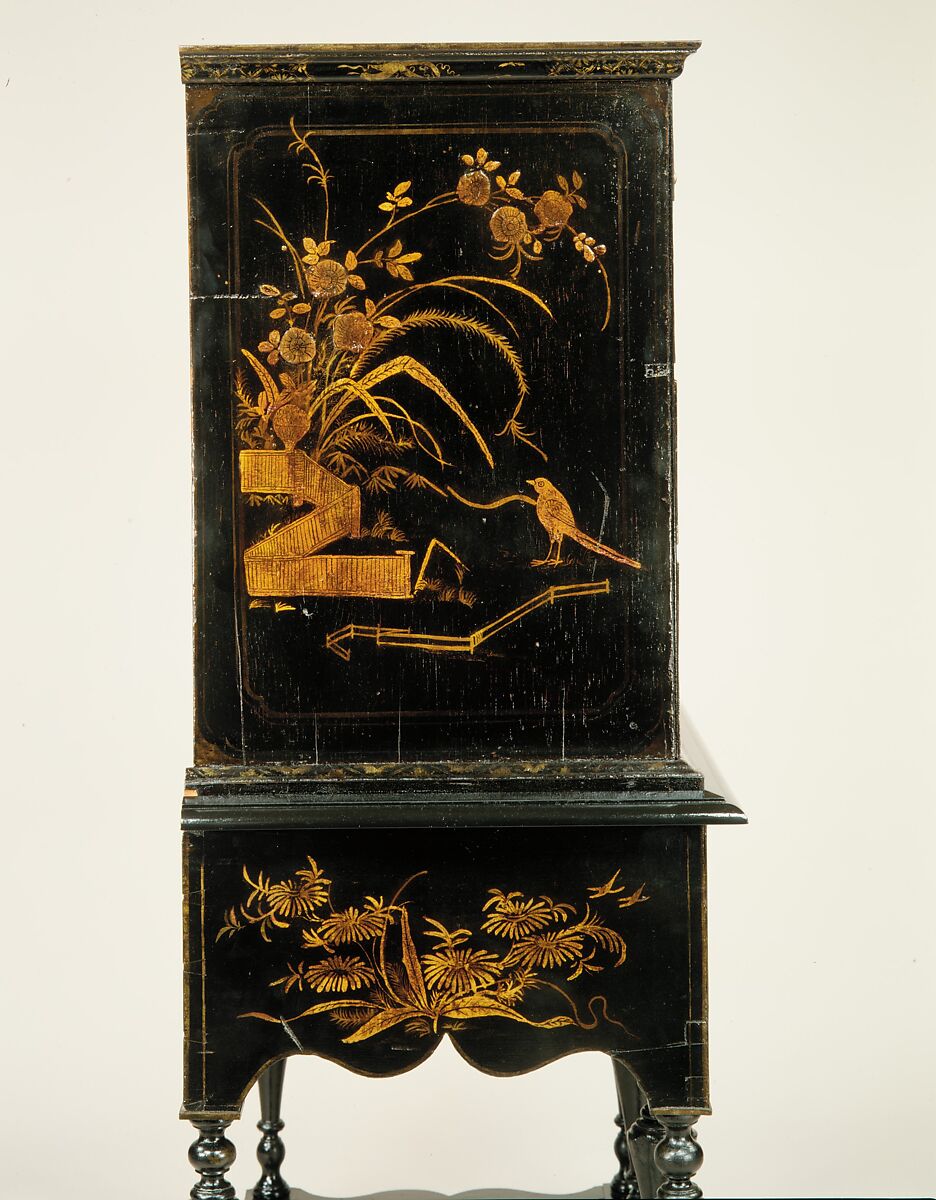 High chest of drawers, Japanned soft maple, poplar, white pine, American