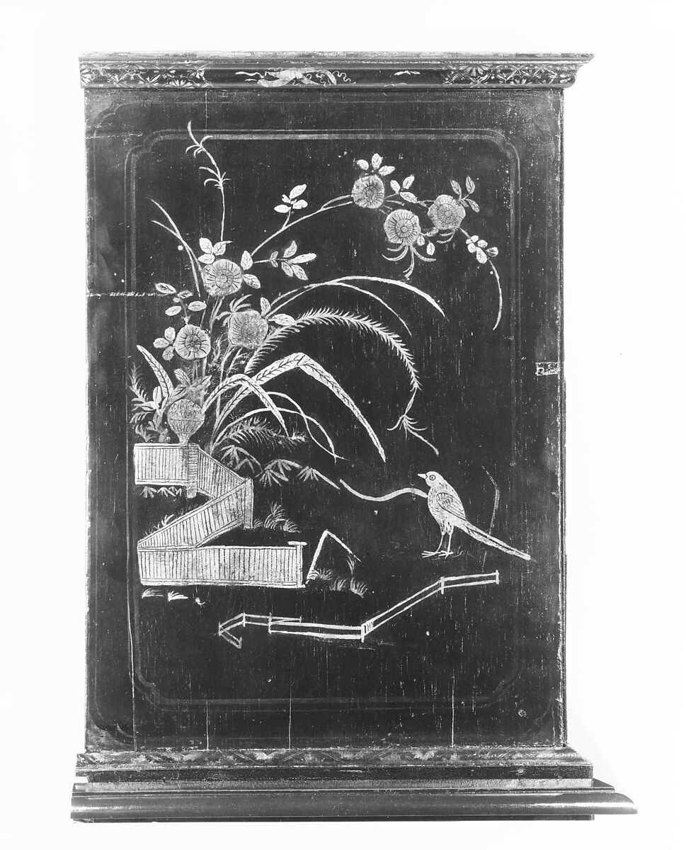 High chest of drawers, Japanned soft maple, poplar, white pine, American