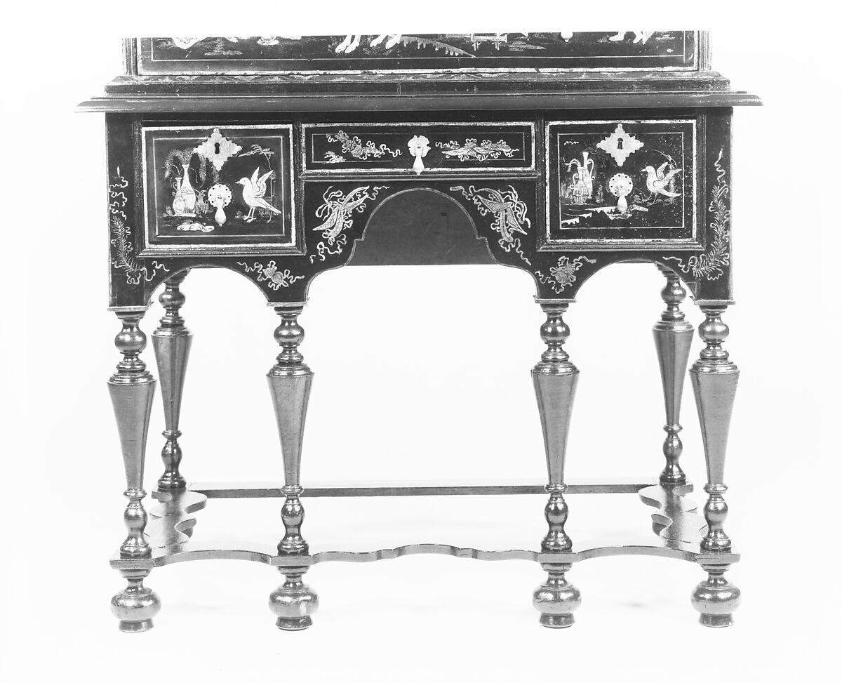 High chest of drawers, Japanned soft maple, poplar, white pine, American