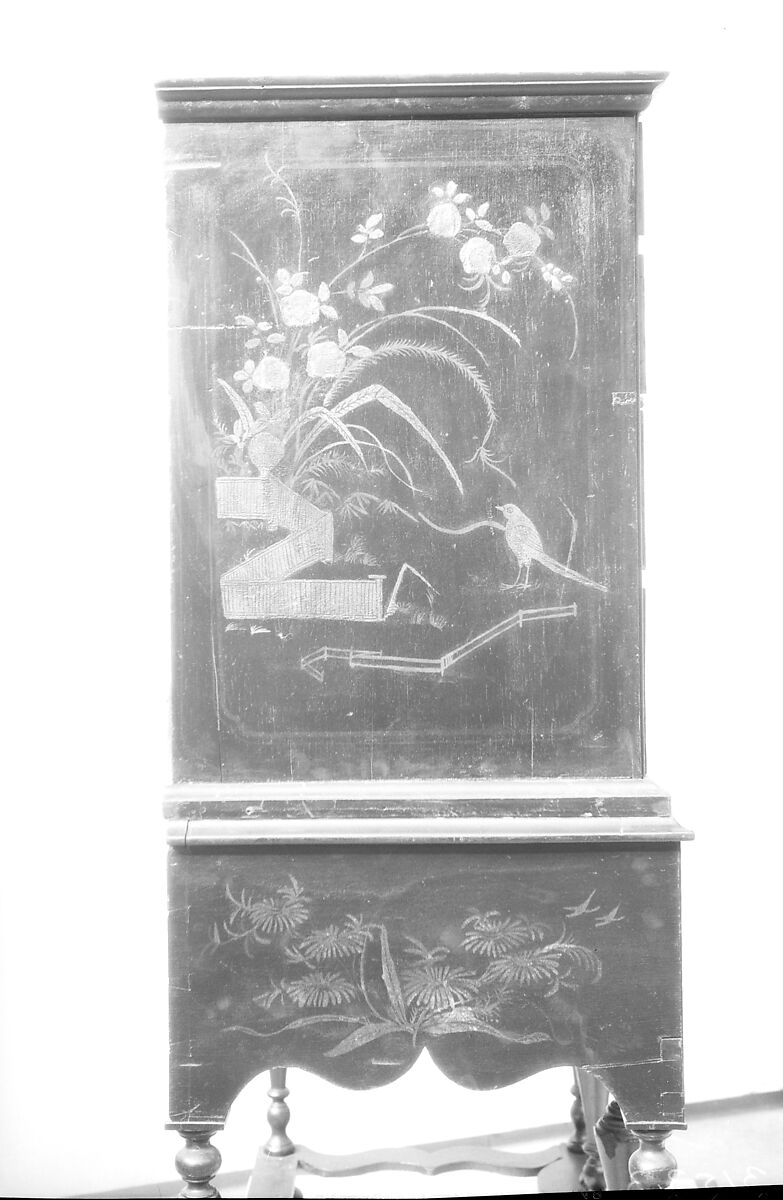 High chest of drawers, Japanned soft maple, poplar, white pine, American