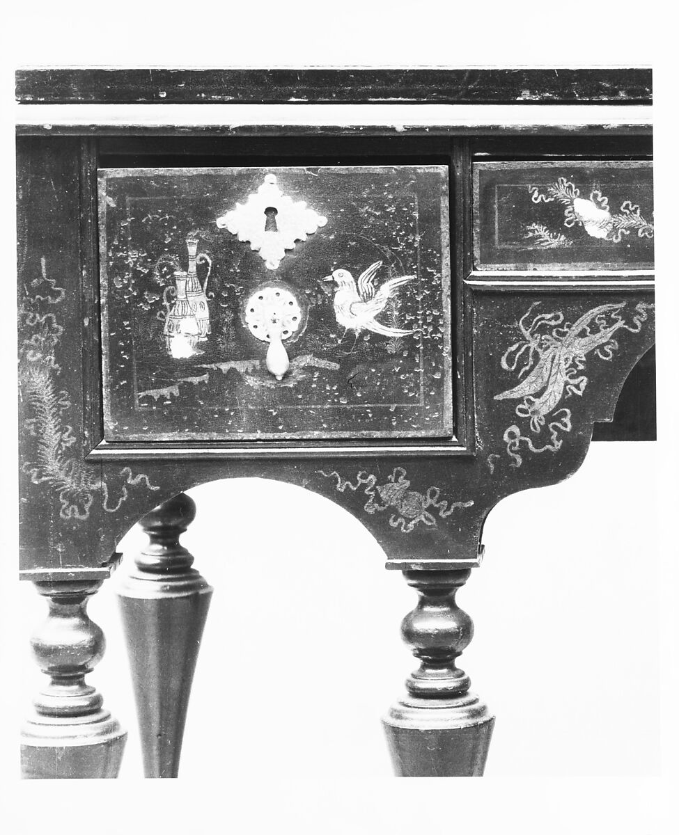 High chest of drawers, Japanned soft maple, poplar, white pine, American