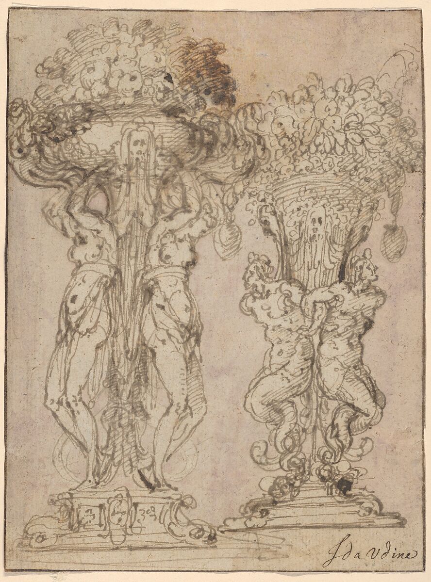 Guglielmo della Porta, Two Designs for a Flower Pedestal