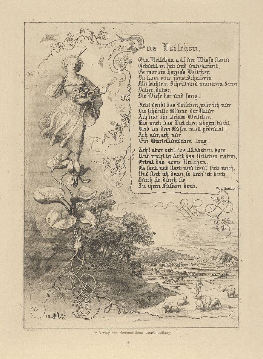 Illustrated Poem “The Violet” (Das Veilchen – Goethe), Johann Wolfgang von Goethe (German, Frankfurt am Main 1749–1832 Weimar, Saxe-Weimar), Etching with drypoint 