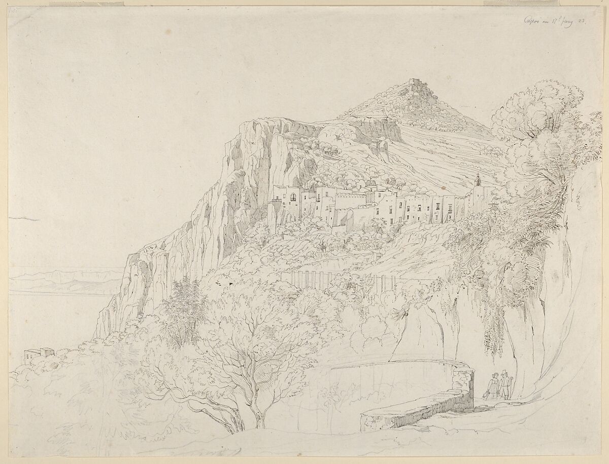 View of Capri, Carl Wagner (German, Rossdorf 1796–1867 Meiningen), Pen and brown ink, over graphite 