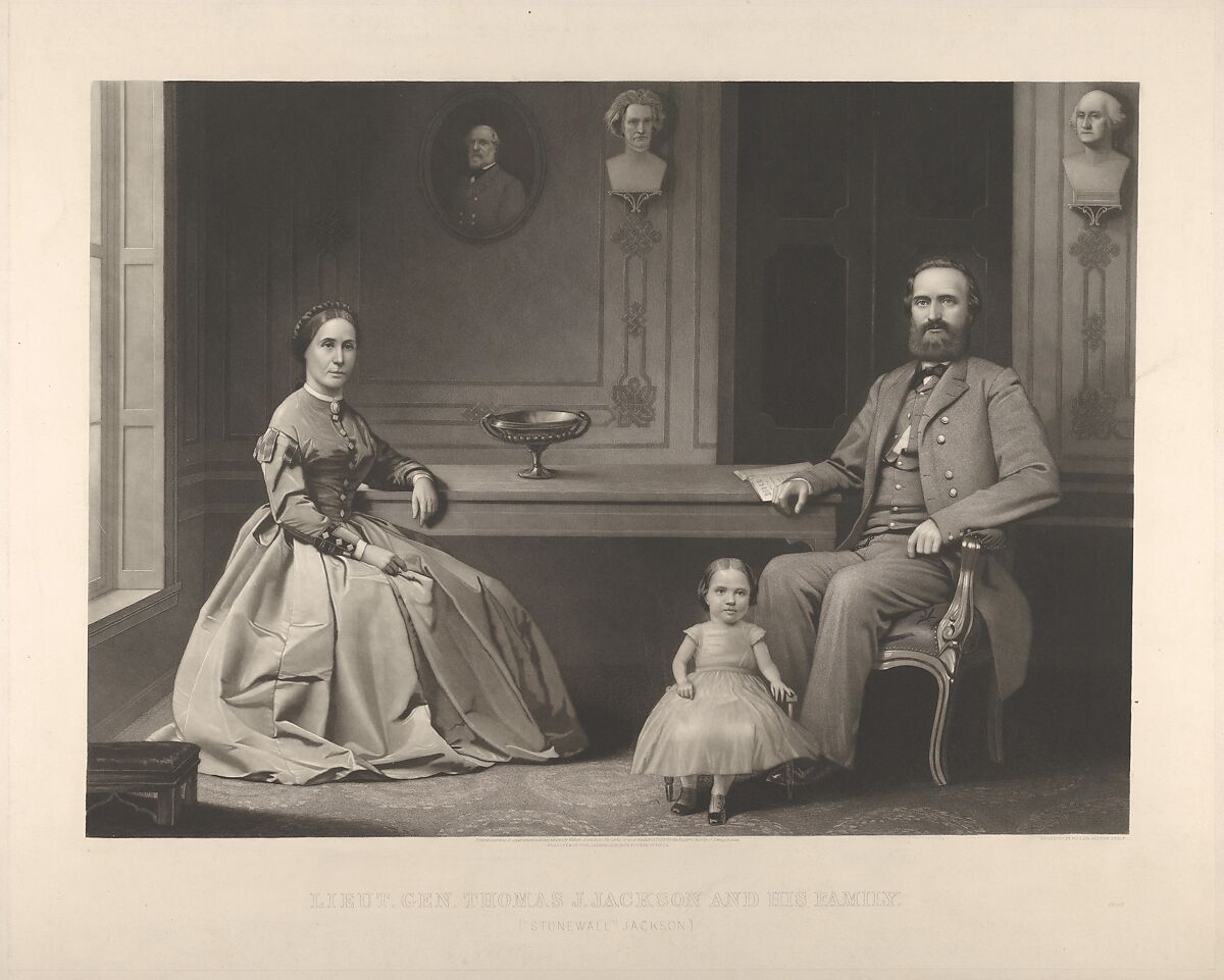 Lieutenant General Thomas J. Jackson and His Family ("Stonewall Jackson"), William Sartain (American, Philadelphia, Pennsylvania 1843–1924 New York), Mezzotint, etching and stipple on chine collé 