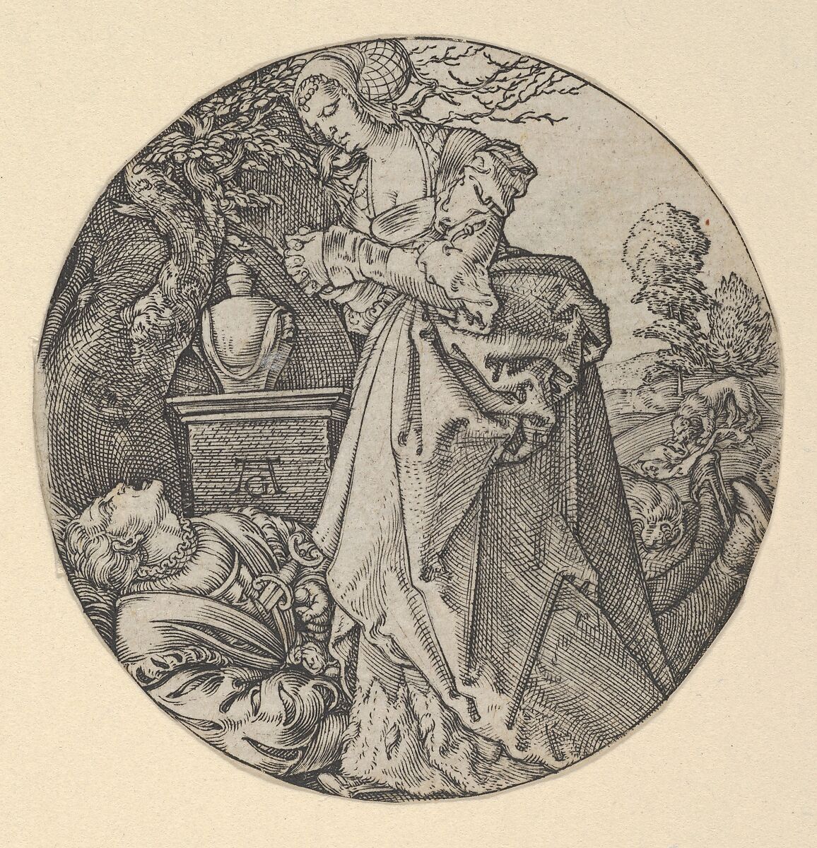 Pyramus and Thisbe, Heinrich Aldegrever (German, Paderborn ca. 1502–1555/1561 Soest), Engraving 