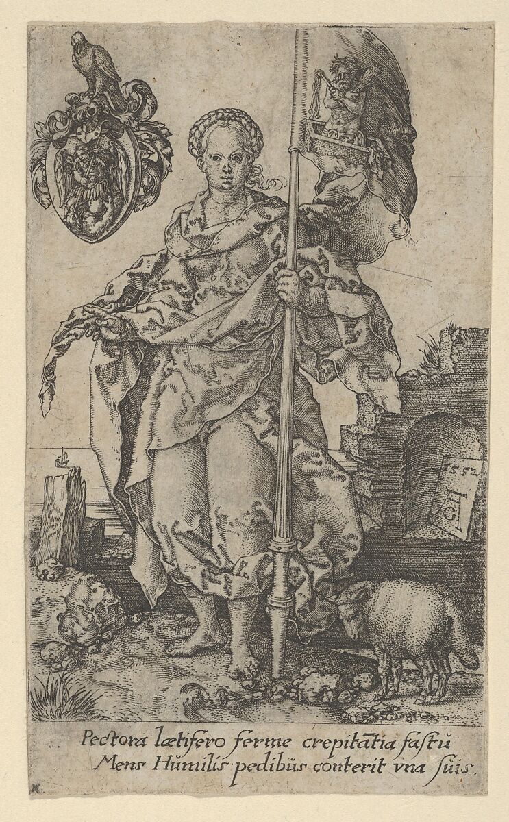 Modesty, from The Virtues, Heinrich Aldegrever (German, Paderborn ca. 1502–1555/1561 Soest), Engraving 