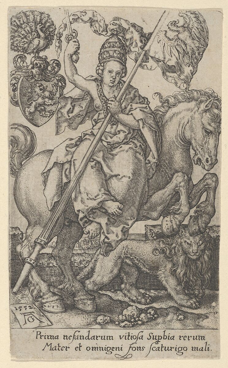 Pride, from The Vices, Heinrich Aldegrever (German, Paderborn ca. 1502–1555/1561 Soest), Engraving 