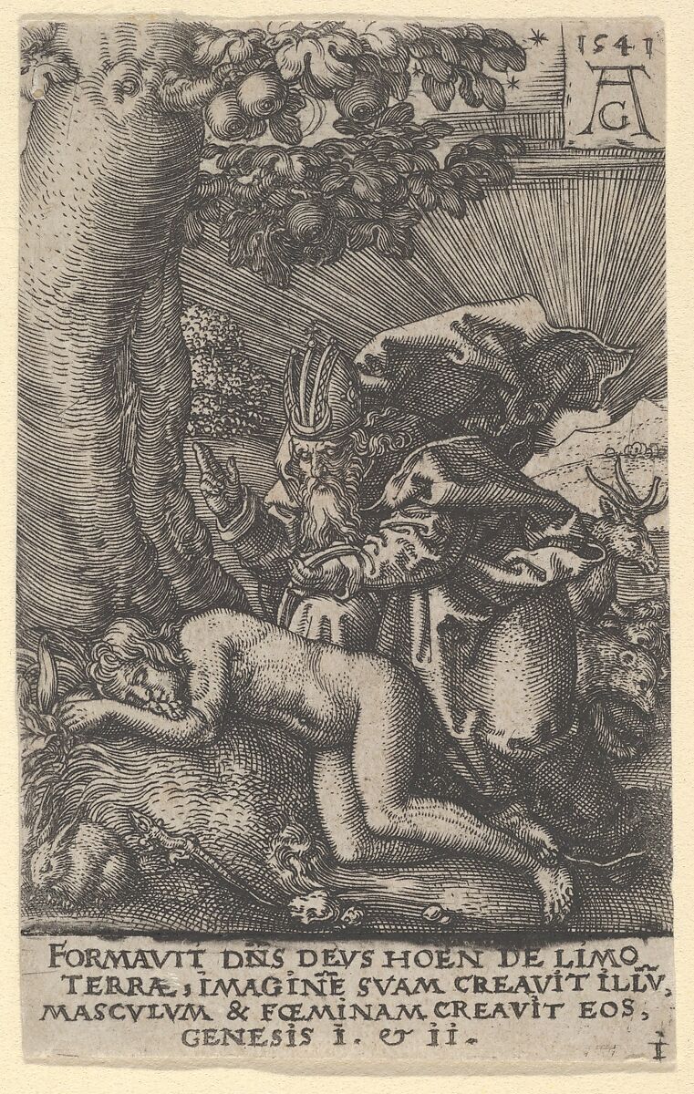 The Creation of Eve, from The Power of Death (Allegory of Original Sin and Death), Heinrich Aldegrever (German, Paderborn ca. 1502–1555/1561 Soest), Engraving 