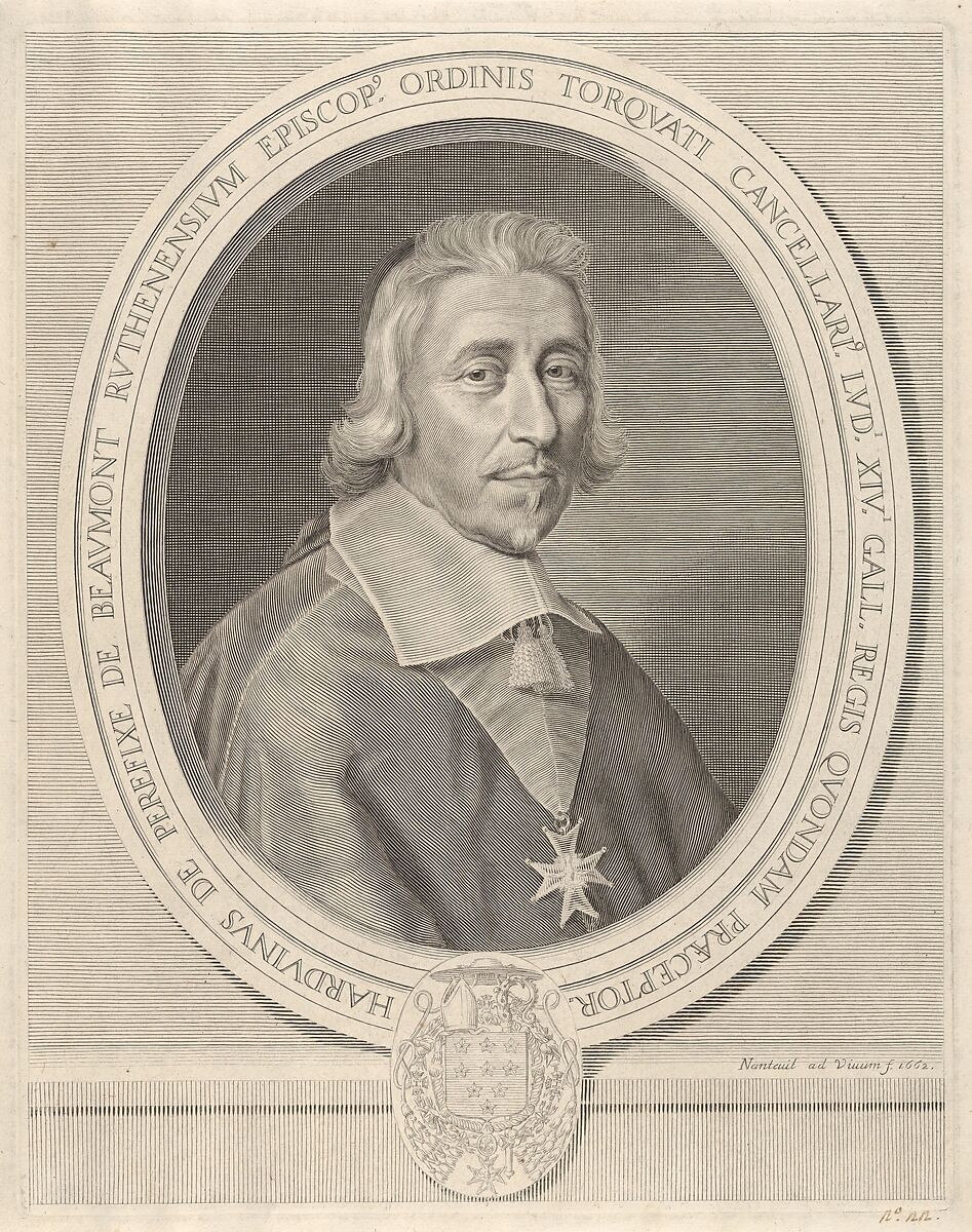 Hardouin de Beaumont de Péréfixe, Robert Nanteuil (French, Reims 1623–1678 Paris), Engraving; second state of four (Petitjean & Wickert) 