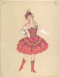 Costume Design for Female Dancer (recto); Costume Sketch (verso)