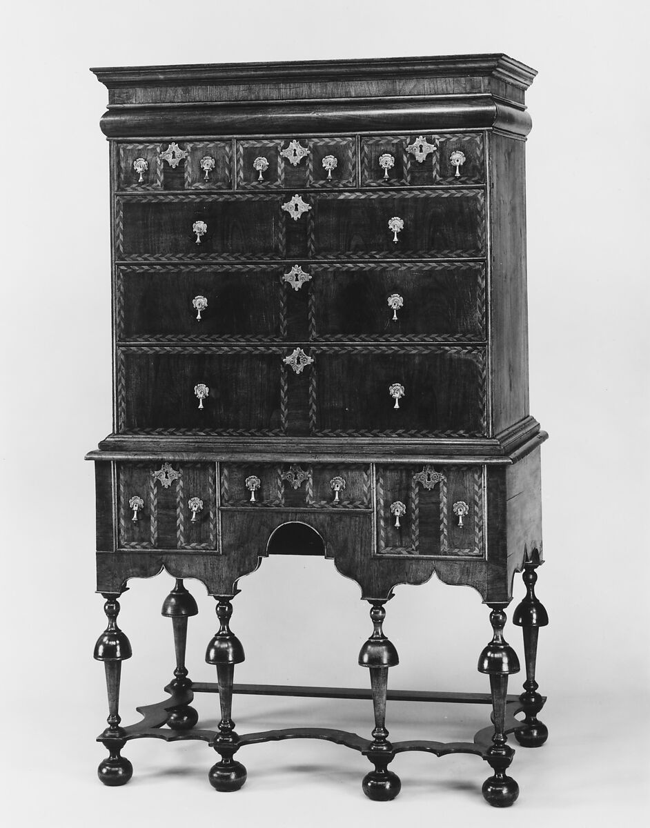 High chest of drawers, Black walnut, maple, red cedar, white pine,
chestnut, poplar, American