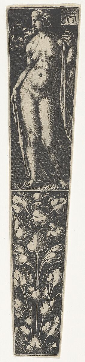 Dagger Sheath with a Nude Woman Above, Heinrich Aldegrever (German, Paderborn ca. 1502–1555/1561 Soest), Engraving 