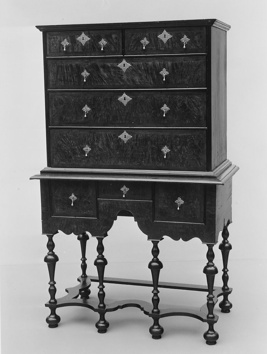 High chest of drawers, Black walnut, maple, poplar, hickory, white pine, American