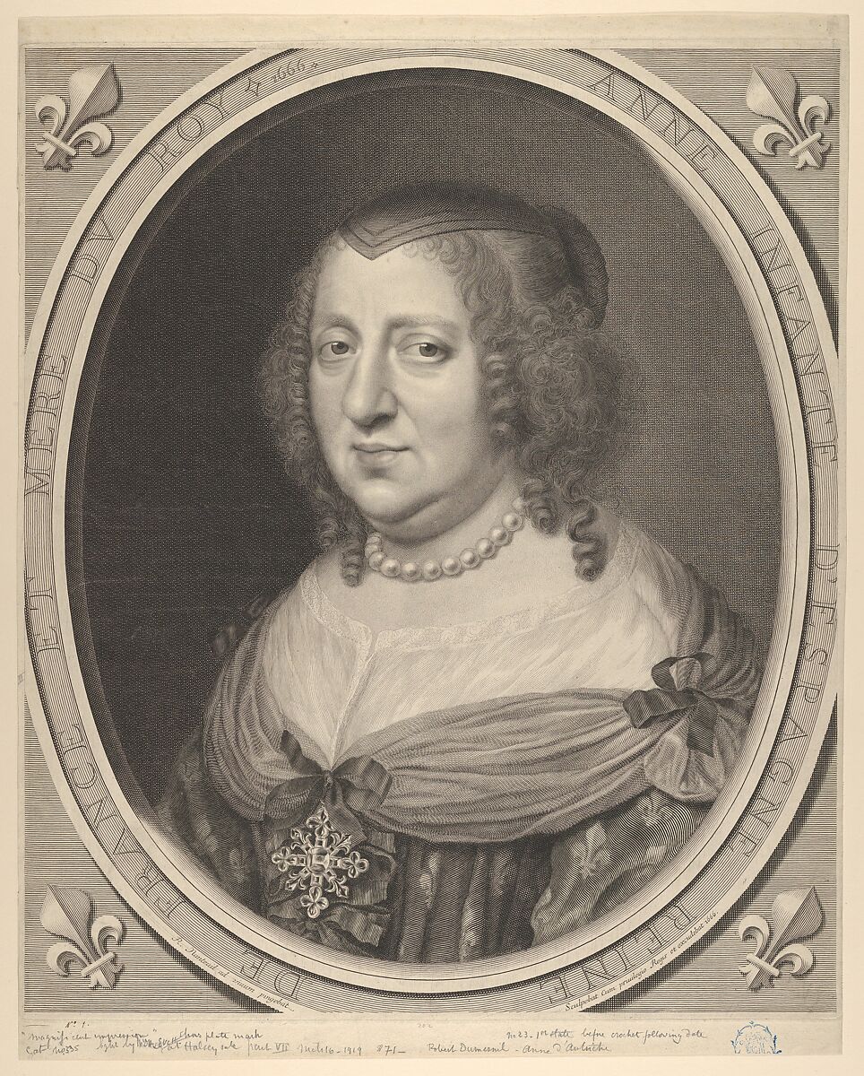 Anne of Austria, Robert Nanteuil (French, Reims 1623–1678 Paris), Engraving; first state of two (Petitjean & Wickert) 