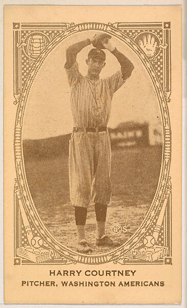 Harry Courtney, Pitcher, Washington Americans, from the American Caramel Baseball Players series (E120) for the American Caramel Company, Issued by American Caramel Company, Lancaster and York, Pennsylvania, Photolithograph 