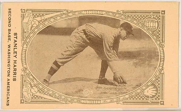 Stanley Harris, Second Base, Washington Americans, from the American Caramel Baseball Players series (E120) for the American Caramel Company, Issued by American Caramel Company, Lancaster and York, Pennsylvania, Photolithograph 