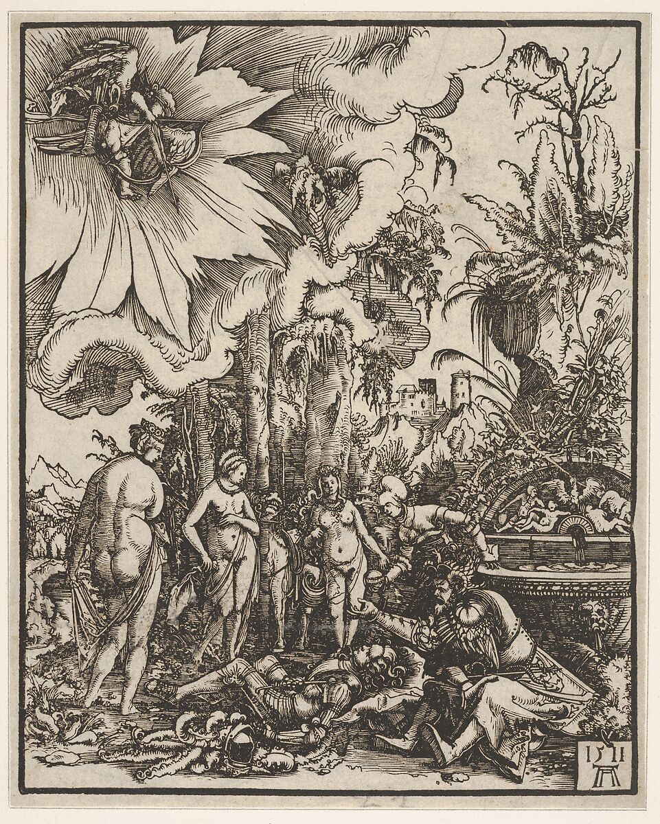 The Dream and Judgment of Paris, Albrecht Altdorfer (German, Regensburg ca. 1480–1538 Regensburg), Woodcut 