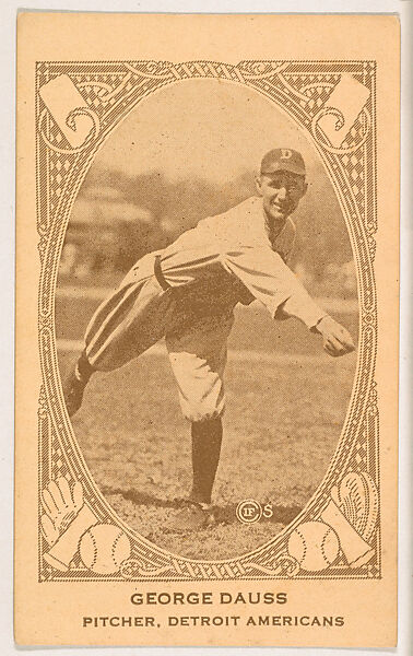 George Dauss, Pitcher, Detroit Americans, from the American Caramel Baseball Players series (E120) for the American Caramel Company, Issued by American Caramel Company, Lancaster and York, Pennsylvania, Photolithograph 