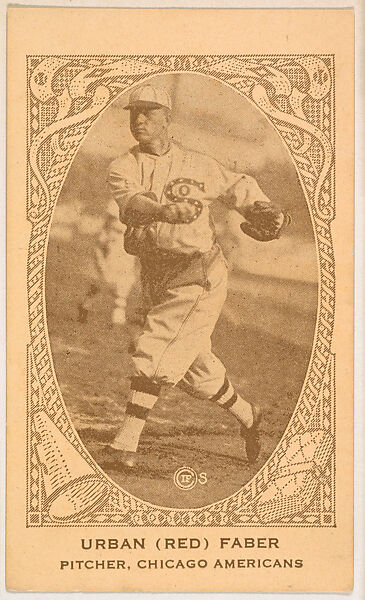 Urban (Red) Faber, Pitcher, Chicago Americans, from the American Caramel Baseball Players series (E120) for the American Caramel Company, Issued by American Caramel Company, Lancaster and York, Pennsylvania, Photolithograph 