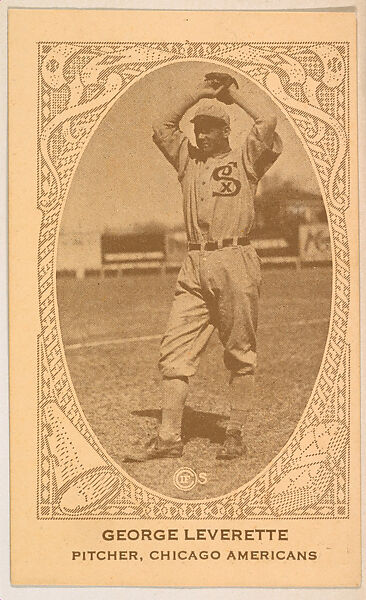 George Leverette, Pitcher, Chicago Americans, from the American Caramel Baseball Players series (E120) for the American Caramel Company, Issued by American Caramel Company, Lancaster and York, Pennsylvania, Photolithograph 