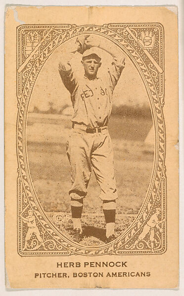 Herb Pennock, Pitcher, Boston Americans, from the American Caramel Baseball Players series (E120) for the American Caramel Company, Issued by American Caramel Company, Lancaster and York, Pennsylvania, Photolithograph 