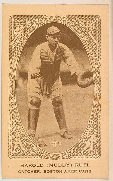 Harold (Muddy) Ruel, Catcher, Boston Americans, from the American Caramel Baseball Players series (E120) for the American Caramel Company, Issued by American Caramel Company, Lancaster and York, Pennsylvania, Photolithograph 
