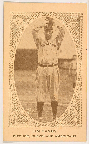 Jim Bagby, Pitcher, Cleveland Americans, from the American Caramel Baseball Players series (E120) for the American Caramel Company, Issued by American Caramel Company, Lancaster and York, Pennsylvania, Photolithograph 