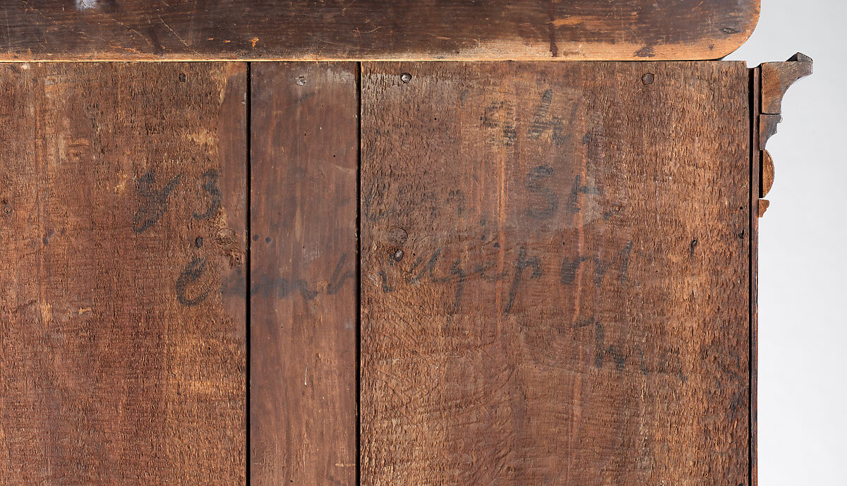 High Chest of Drawers, Walnut , white pine, burl walnut veneers, mahogany; brass, American